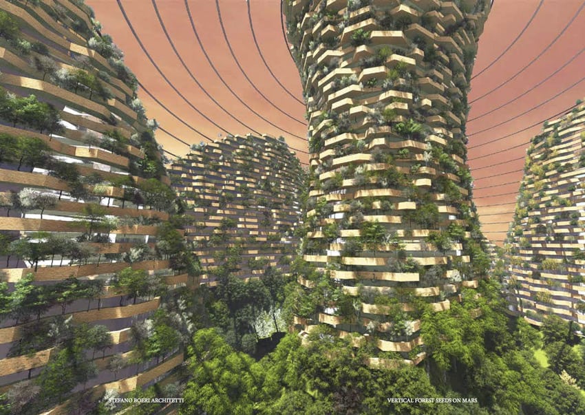 Bosco Verticale su Marte, rendering