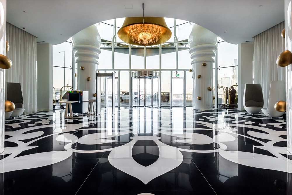 rivestimento ceramico grattacielo qatar lobby