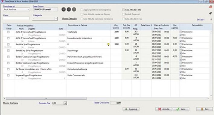 Una schermata di Construction Gestione Studio