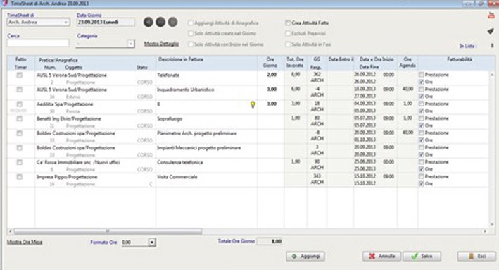 Una schermata di Construction Gestione Studio