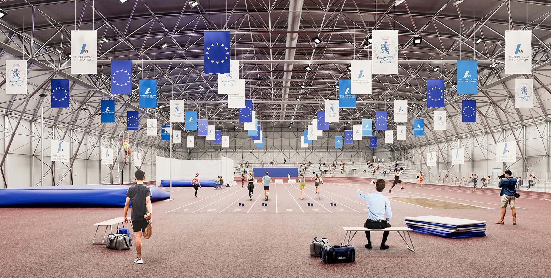 Render del polo dello sport di Brescia, areaa per l'atletica leggera