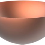 Lavabo di forma sferica prodotto fa Glass Design su progetto di Tonino Lamborghini Copper
