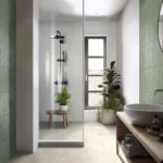 Piastrelle green per una spa casalinga che ispita una simbiosi con la natura