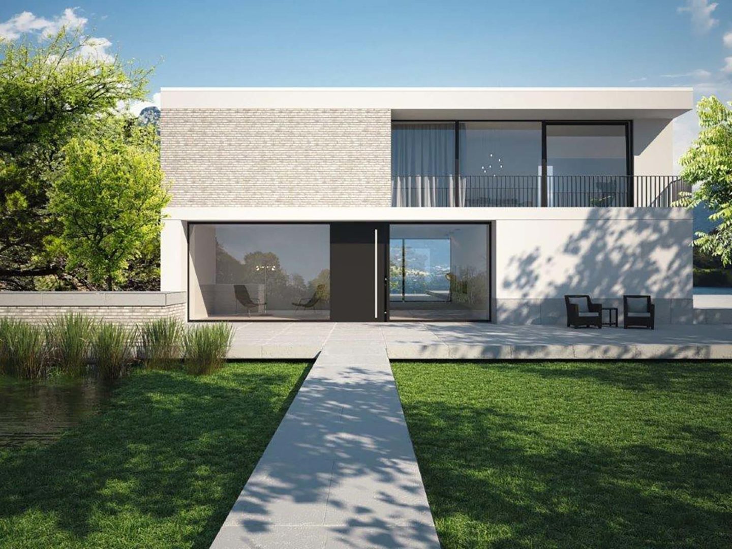 Una casa dove sono stati installati serramenti dotati di lettore di impronte digitali Schüco