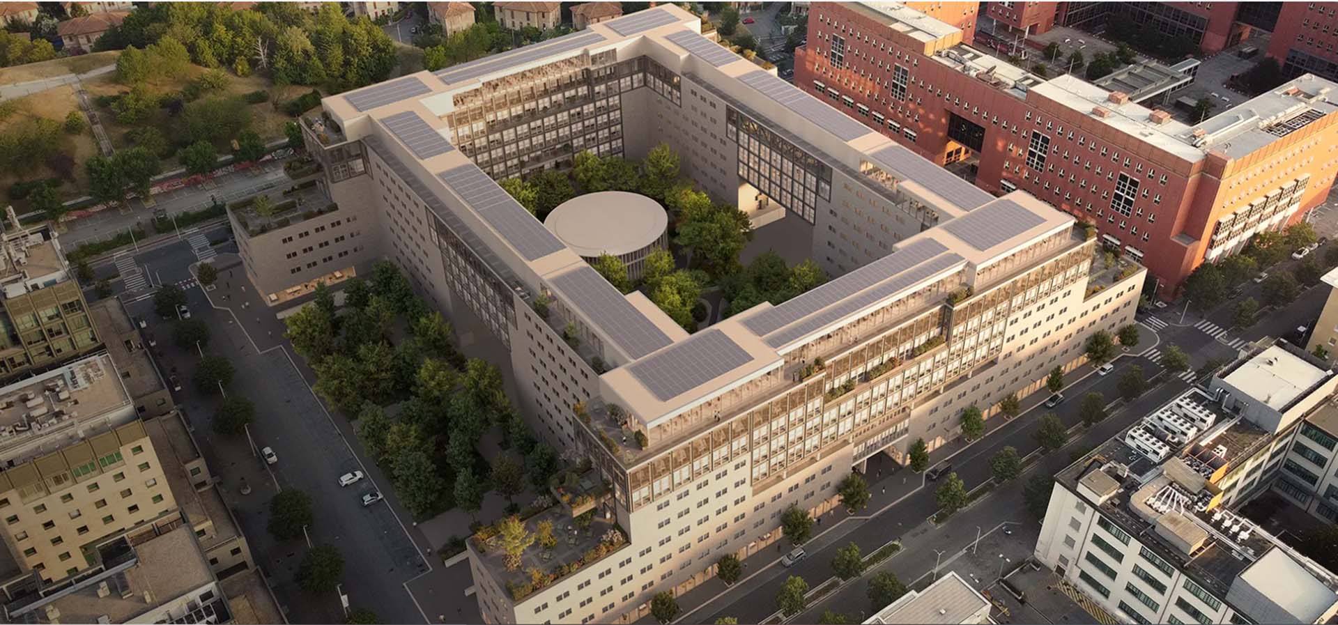 Il Pavilion dell'Università Milano Bicocca visto dall'alto