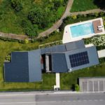 villa realizzata a Pandino in provincia di Cremona vista dall'alto grazie ad un drone