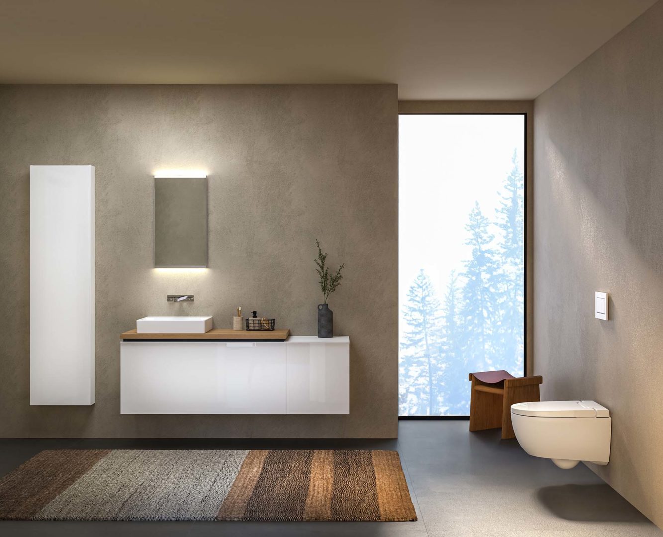lavabo quadrato One con specchio Option