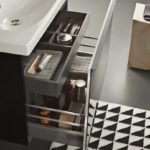 Lavabo compatto, mobile sottolavabo lava opaco con cassettone e cassetto interno