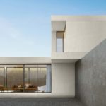 Render di un rivestimento esterno di una villa moderna realizzato con prodotti San Marco