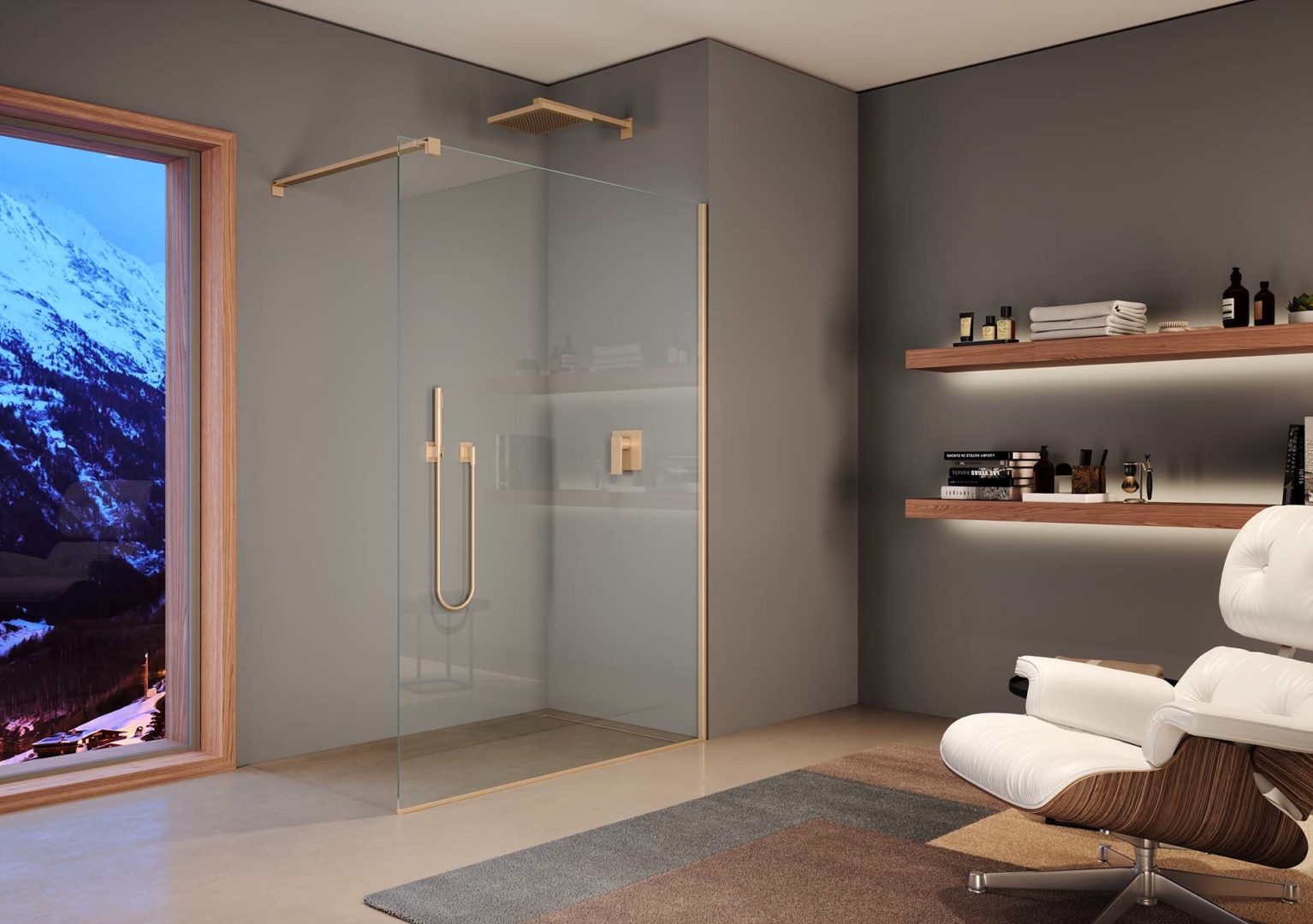 Modula MR-1 di Provex color champagne in vetro temperato di sicurezza da 8 mm