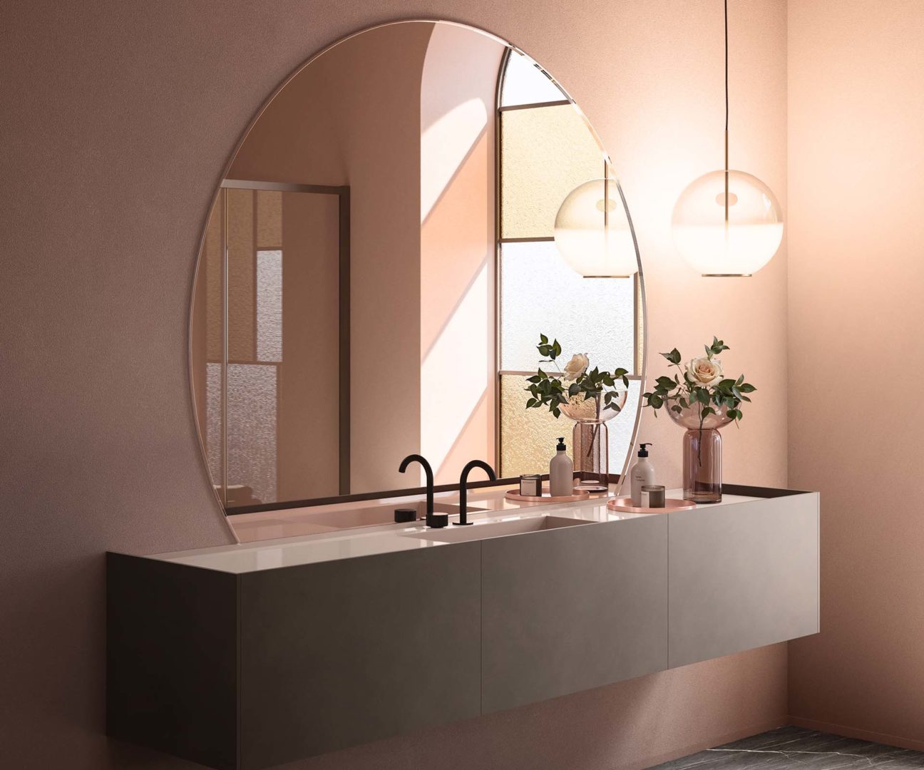Toni pastelli e riflessi luminosi per il bagno Ronal Bathrooms Metal Concept