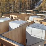 Le cellule bagno prefabbricate con basamento in legno microlamellare inserite all’interno della struttura