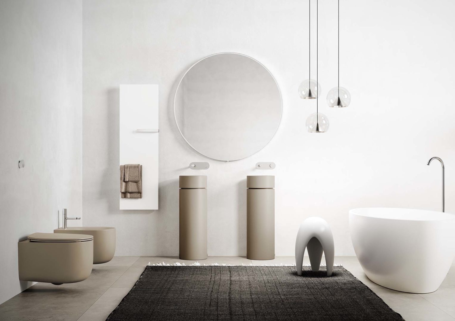 lavabo in ceramica oke in versione tonda freestanding Ø 30 cm