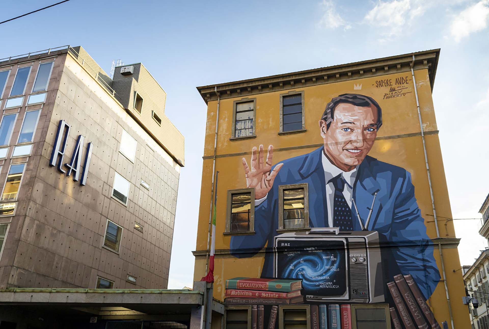 Mapei murale voluto dalla Rai per ricordare Piero Angela01