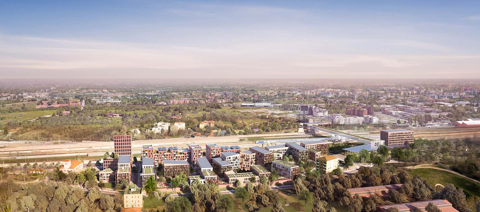 Nhood il progetto Green Soul visto dall'alto nel render