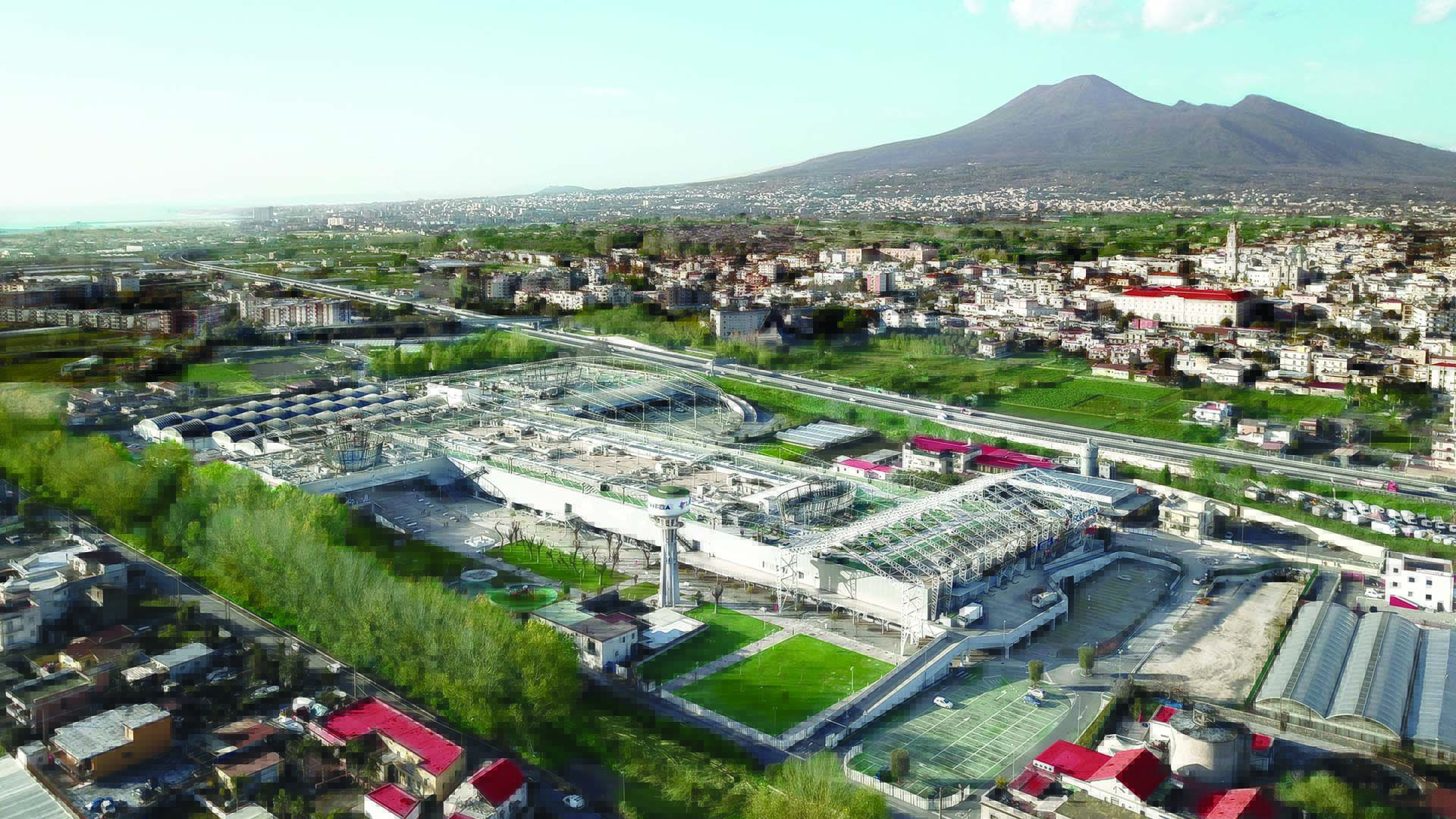 Triflex il Centro Commerciale La Cartiera visto dall'alto