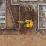 Jcb serieX 145Xr in cantiere visto dall'alto