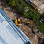 Jcb serieX 145Xr in cantiere visto dall'alto