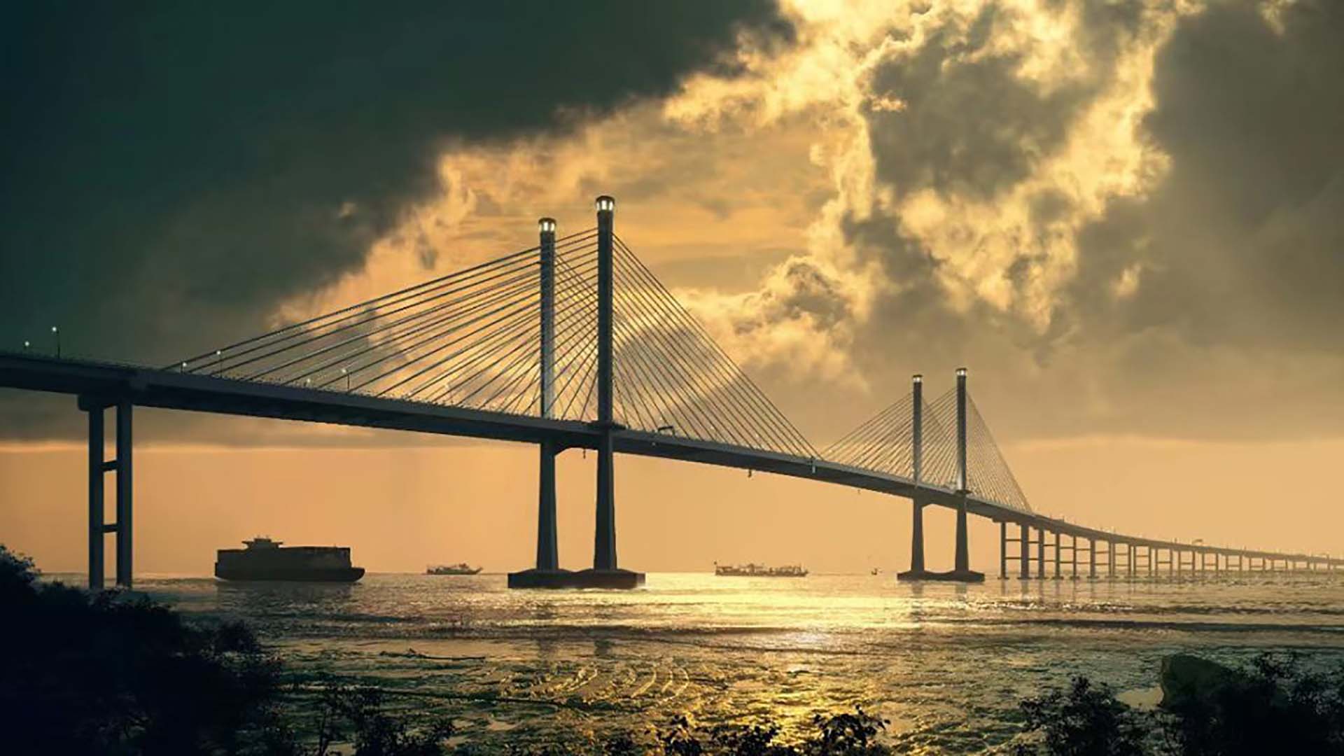 Politecnica render del New Demerara Bridge