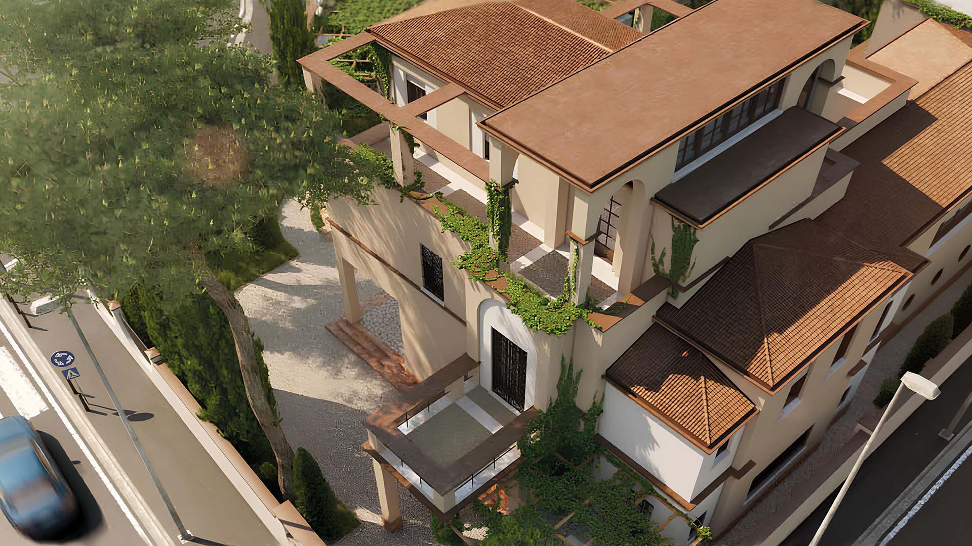 Rendering del restauro del Piccolo Vittoriale