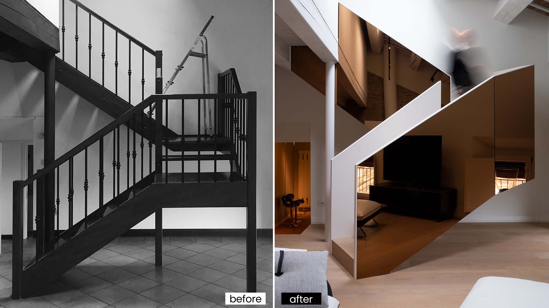 tissellistudioarchitetti l'attico Nap prima e dopo la ristrutturazione