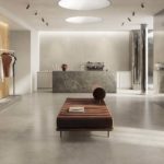 Casalgrande Padana Lithos ambientato grigio 120x278 e 120x120