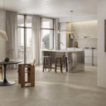 Casalgrande Padana Lithos ambientato tortora 90x90 e 60x60 20mm