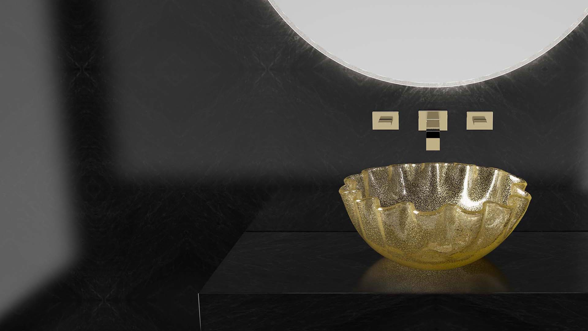 Glass Design Venezia clear gold powder