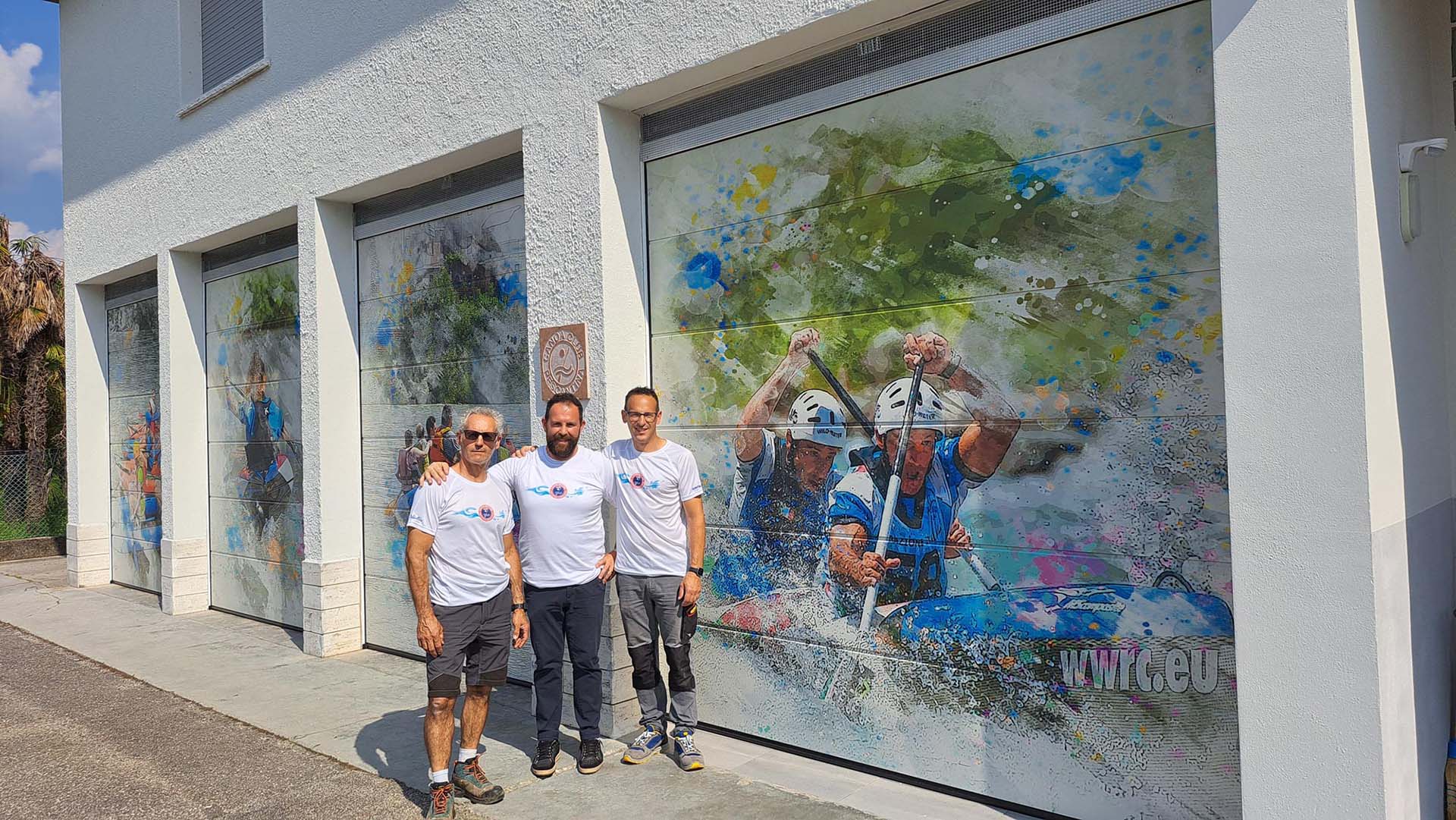 Hörmann da sinistra Vladi Panato presidente Asd Canoe Rafting Stefano Aluisi concessionario Gir Ca Federico Fasoli segretario Asd Canoe Rafting