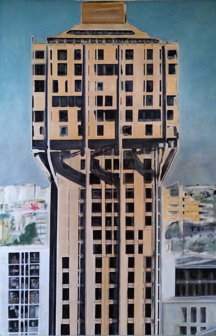 Theoria Torre Velasca acrilico e olio su tela 170x110 cm