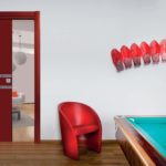 Dierre New Space ad un'anta con porta interna lumire lucido bordeaux e due inserti in pietra black silver