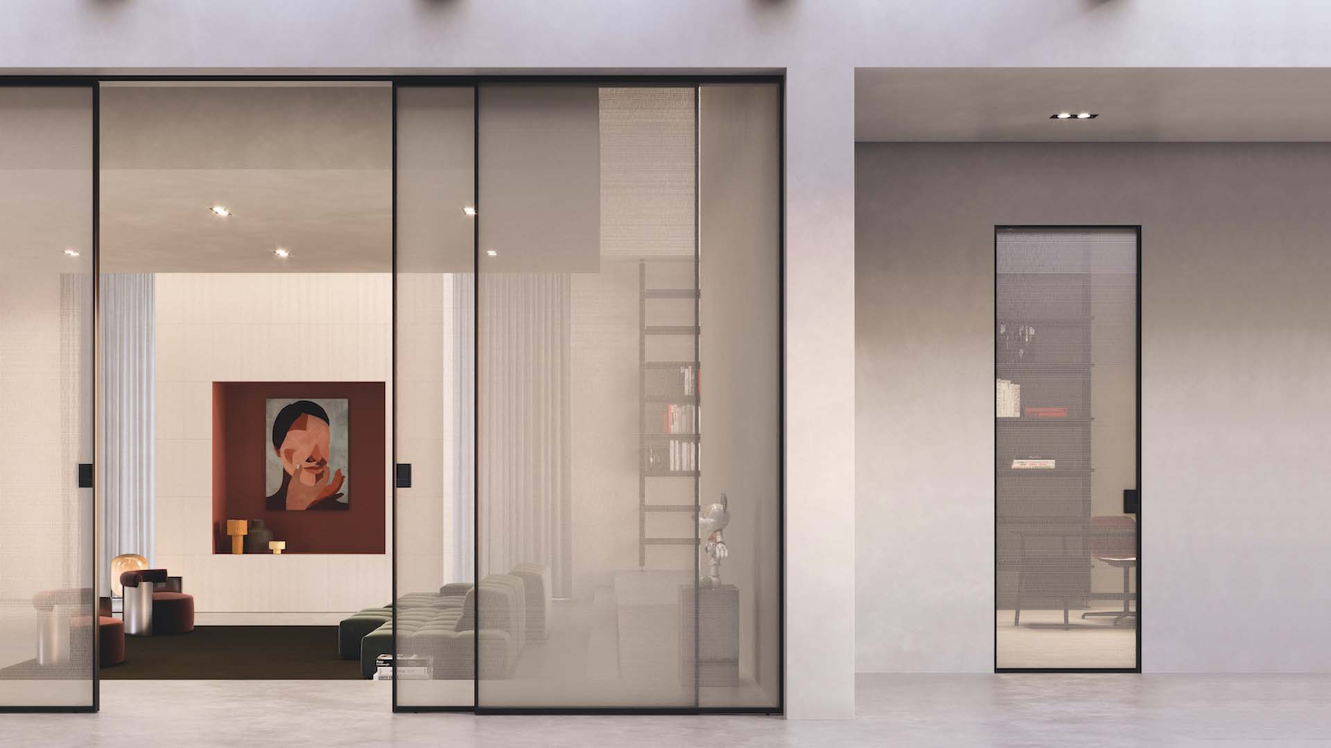 FerreroLegno Delineo in combinazione con Cristal Frame Zero Battente
