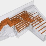 Progetto 3D del recupero dei locali ipogei che ha previsto la realizzazione di volte in acciaio integrate alle preesistenze in pietra