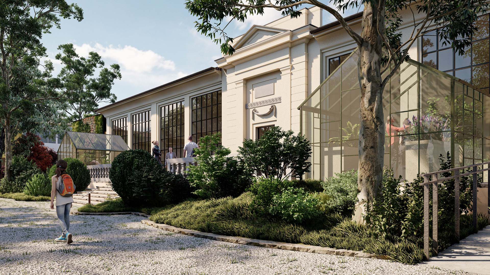 Mazzei Architects orto botanico Parma render esecutivi