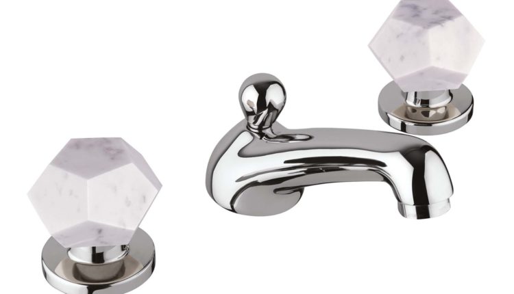 Mamoli Penta Collection lavabo tre fori cromo e marmo bianco Carrara