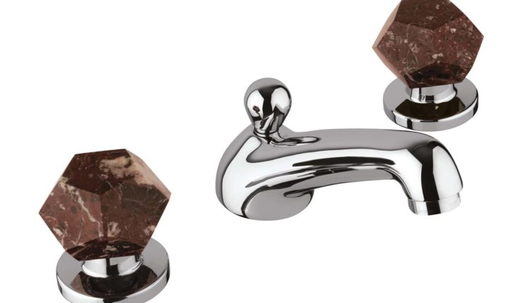 Mamoli Penta Collection lavabo tre fori cromo e marmo rosso Levanto