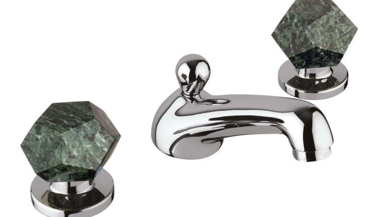 Mamoli Penta Collection lavabo tre fori cromo e marmo verde Guatemala