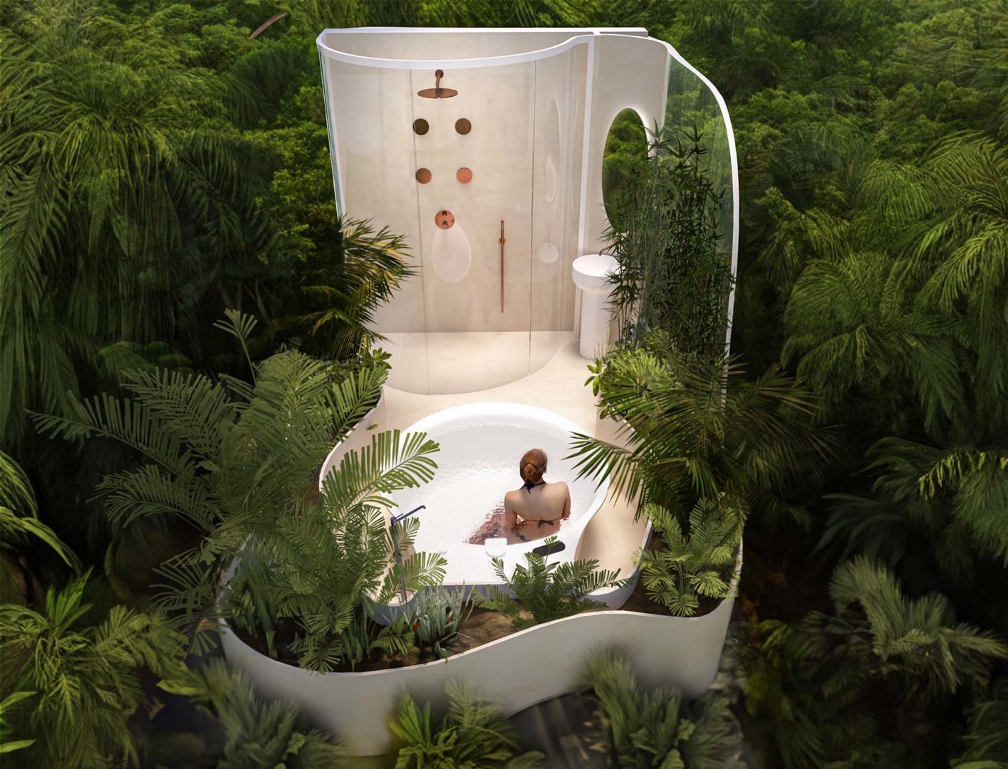 Massimo Iosa Ghini il bagno nella natura del progetto Inner Equlibrium Garden
