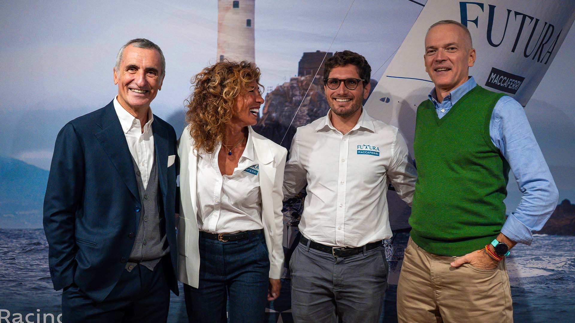 Da sinistra: Sergio Iasi presidente Maccaferri, Giulia Albuzio team principal Maccaferri Futura, Luca Rosetti skipper Maccaferri Futura e Stefano Susani Ceo Maccaferri