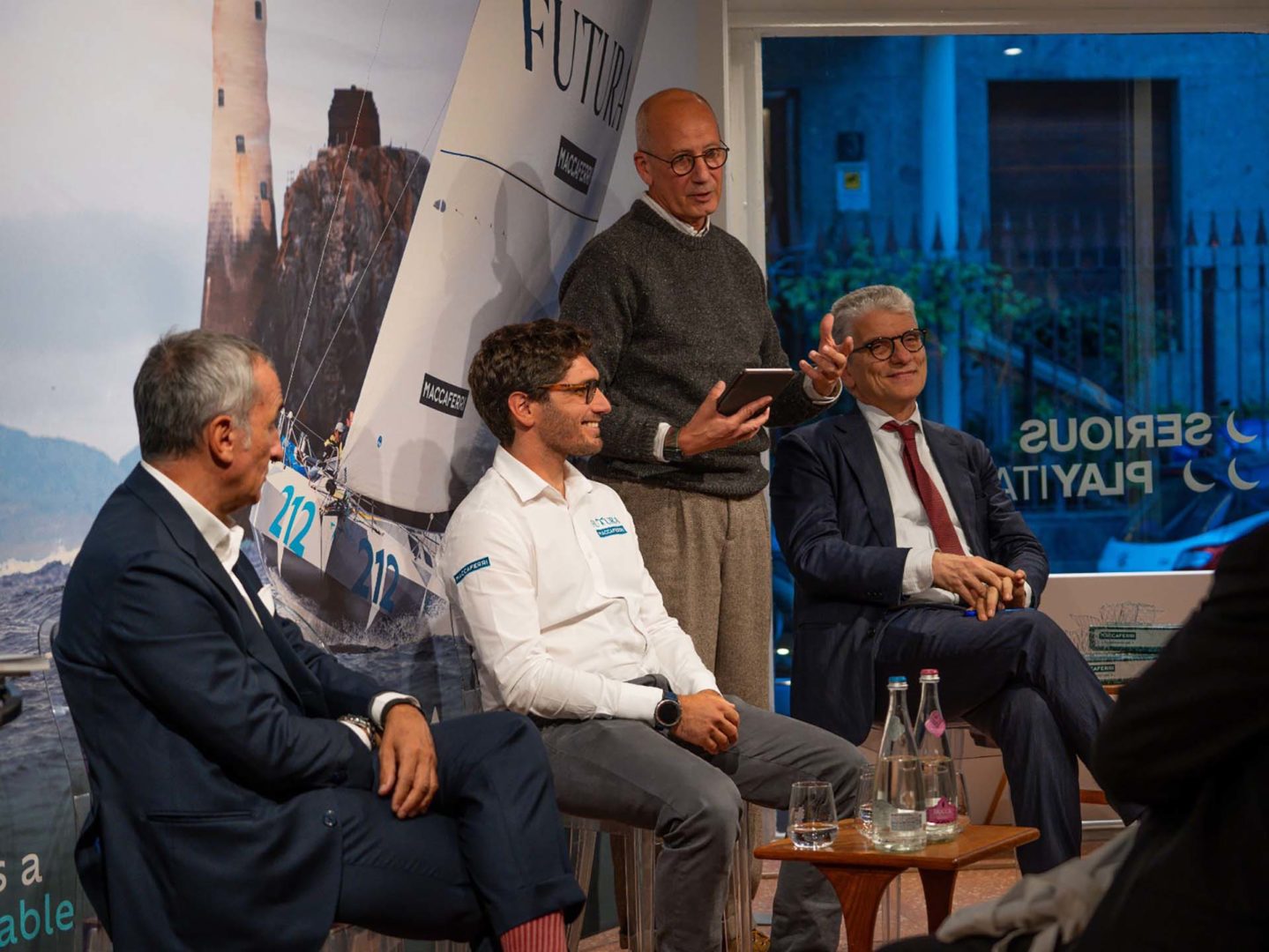 Da sinistra: Sergio Iasi presidente Maccaferri, Luca Rosetti skipper Maccaferri Futura e Marco Emilio Orlandi magnifico rettore dell’Università di Milano-Bicocca