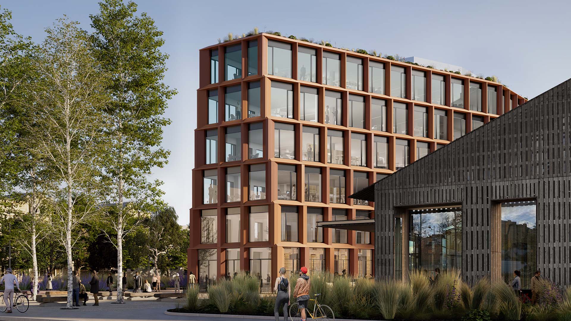 Rendering dell'edificio direzionale di Riga progettato da Piuarch