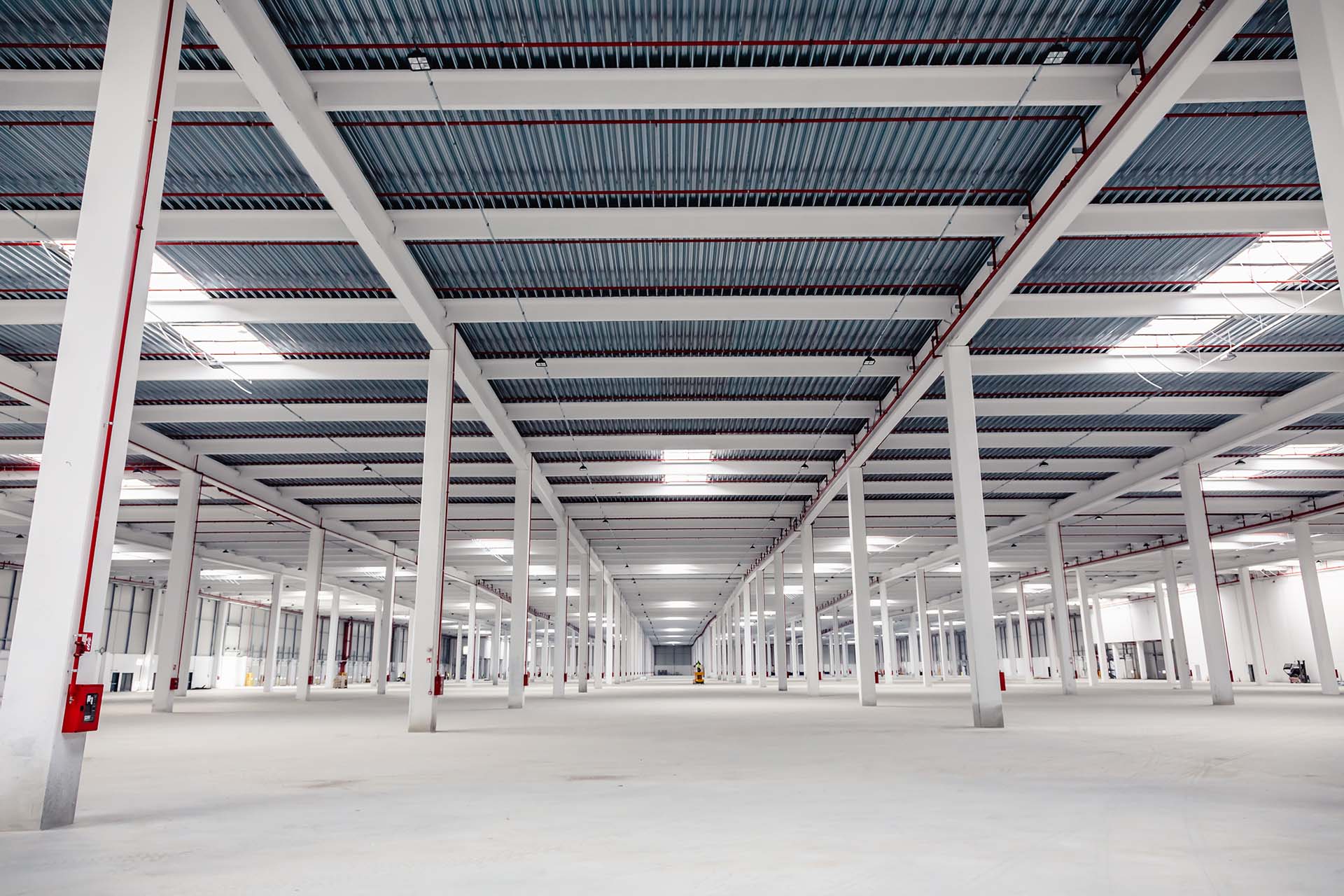 Realizzazione della struttura portante in acciaio e messa in opera delle lamiere grecate dei solai