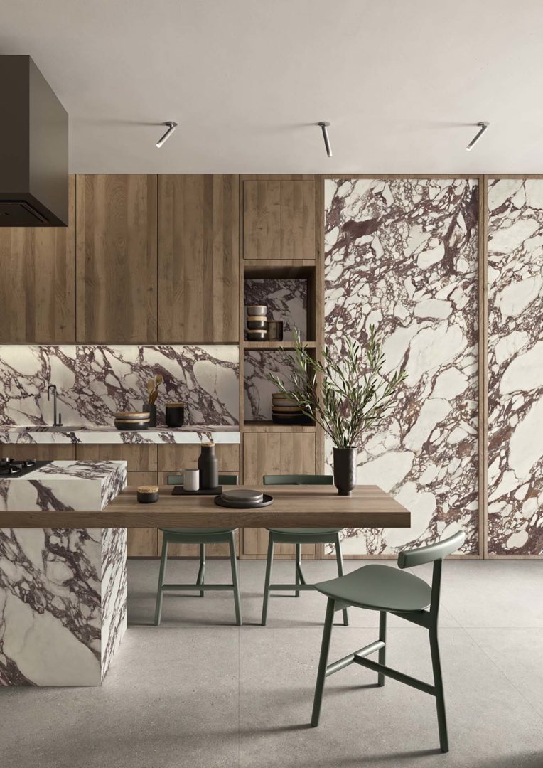 Lea Ceramiche collezione Intense crete e Noblesse viola arabesque