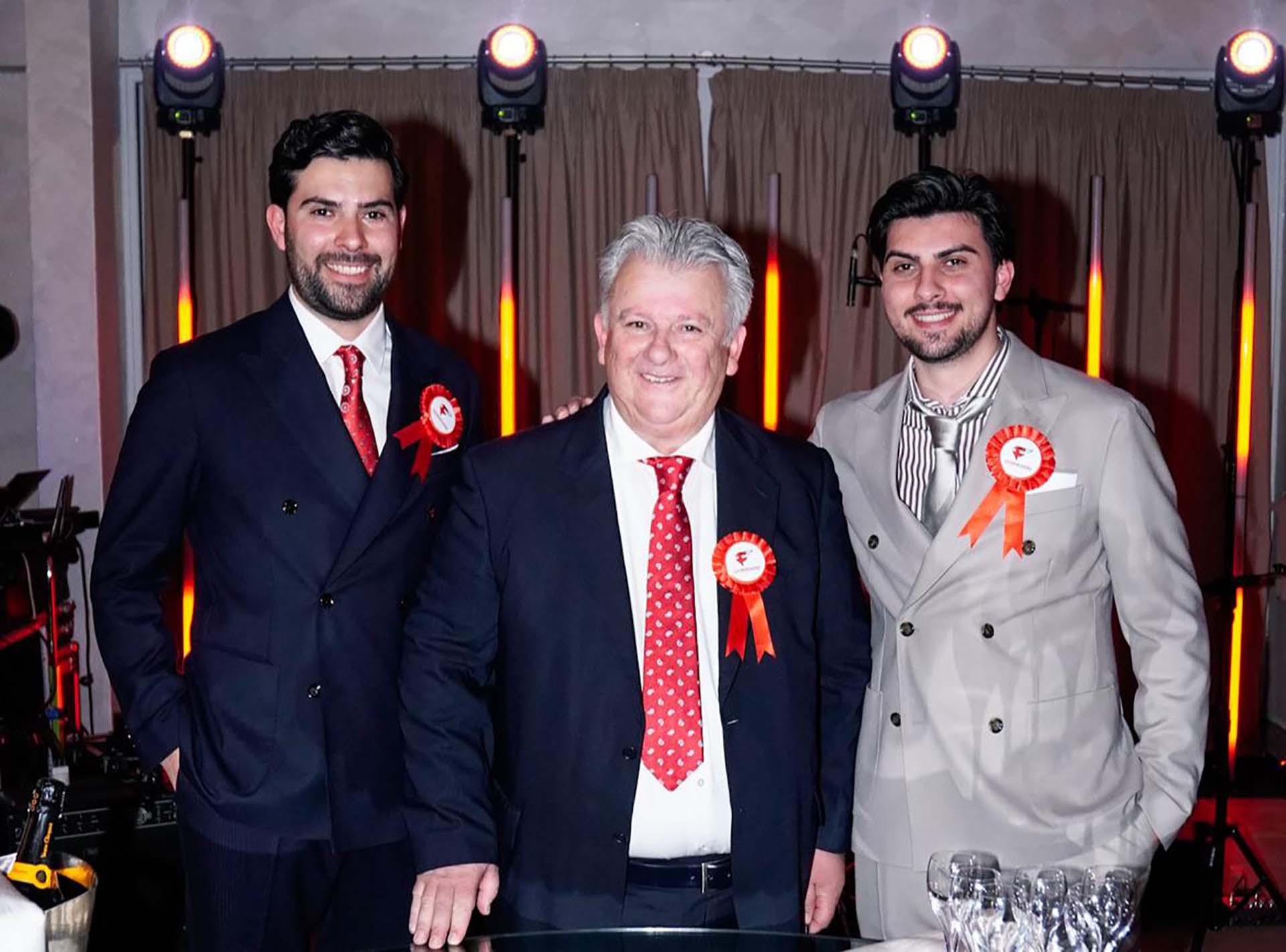 Da sinistra Gianluca La Brocca, il fondatore Luciano La Brocca e Mattia La Brocca