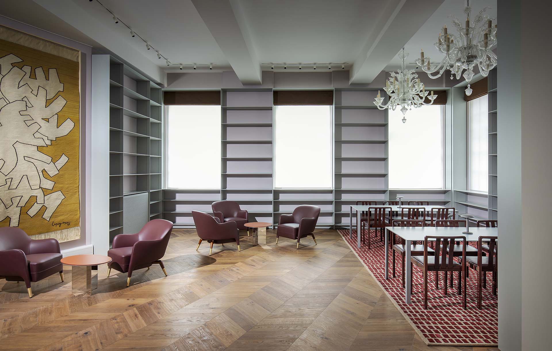 Parquet Listone Giordano per la biblioteca interna dedicata a Eugenio Montale