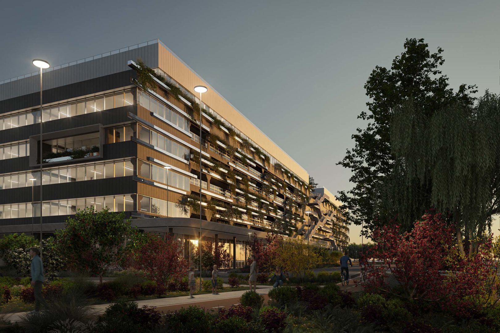 Render dell’edificio Mo.Lo., perfettamente integrato nel common ground di Mind