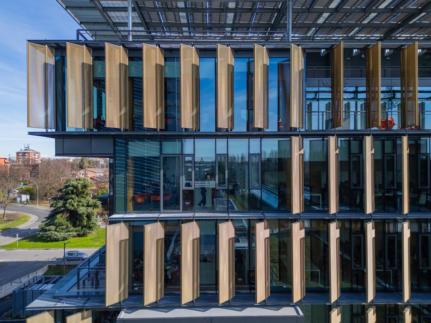 Lombardini22 Zucchetti Village dettaglio della facciata laterale del nuovo volume