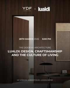 Locandina del Design Talk organizzato da Ydf Interiors per Lualdi