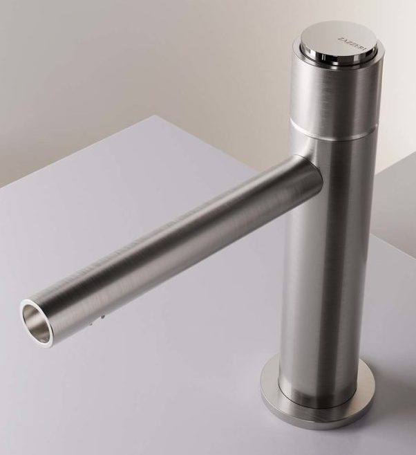 Zazzeri Tubex acciaio satinato con manetta cilindrica e inserto inox lucido